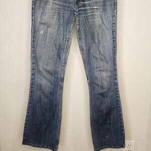 Levi’s 524 Too Superlow Bootcut Jeans – Size 5M – Medium Wash Distressed